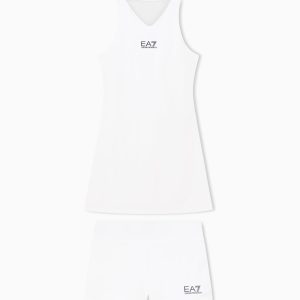 Vestido EA7 Tennis Pro dress in VENTUS7 technical fabric Blanco